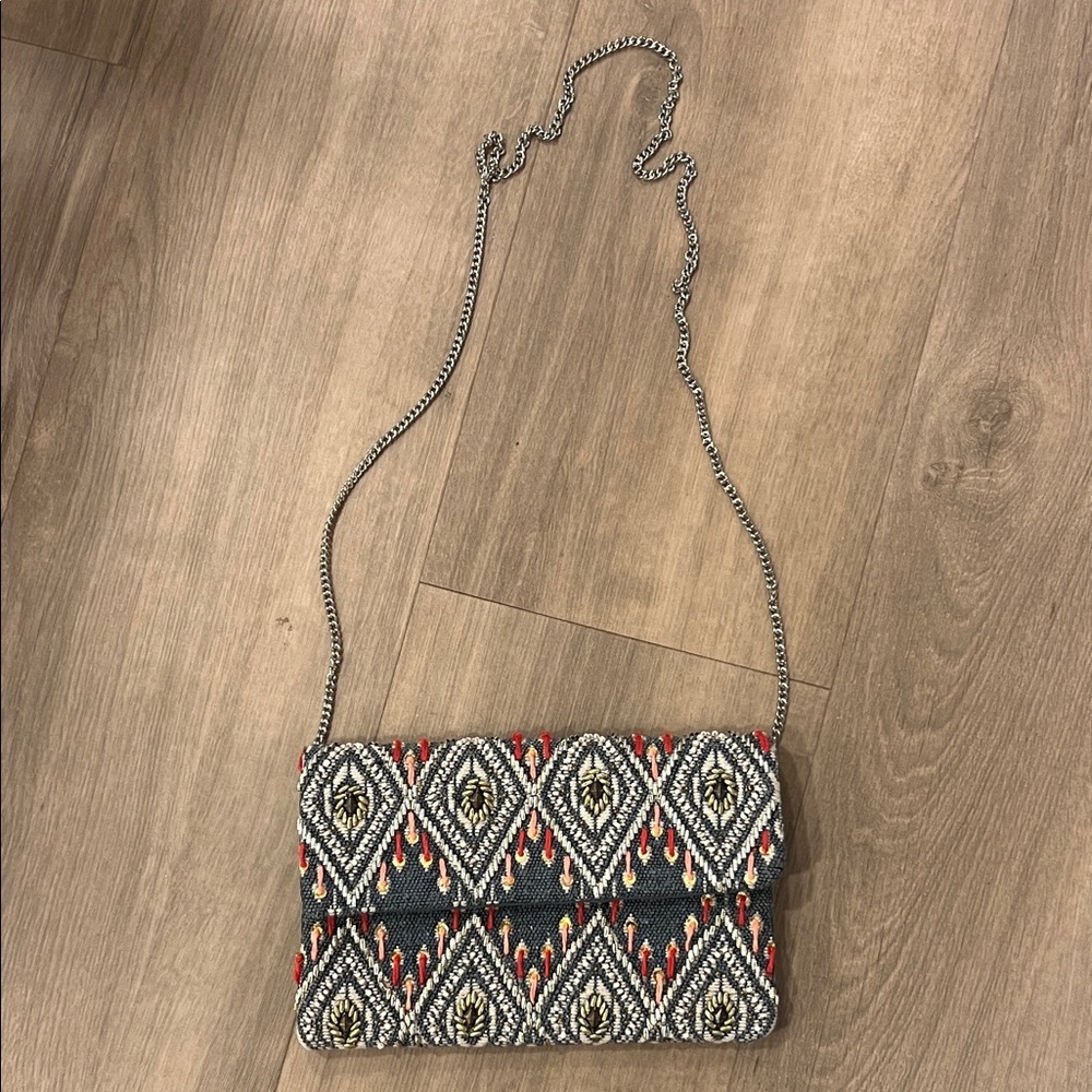 NWOT Elegant Beaded Clutch with Chain Strap